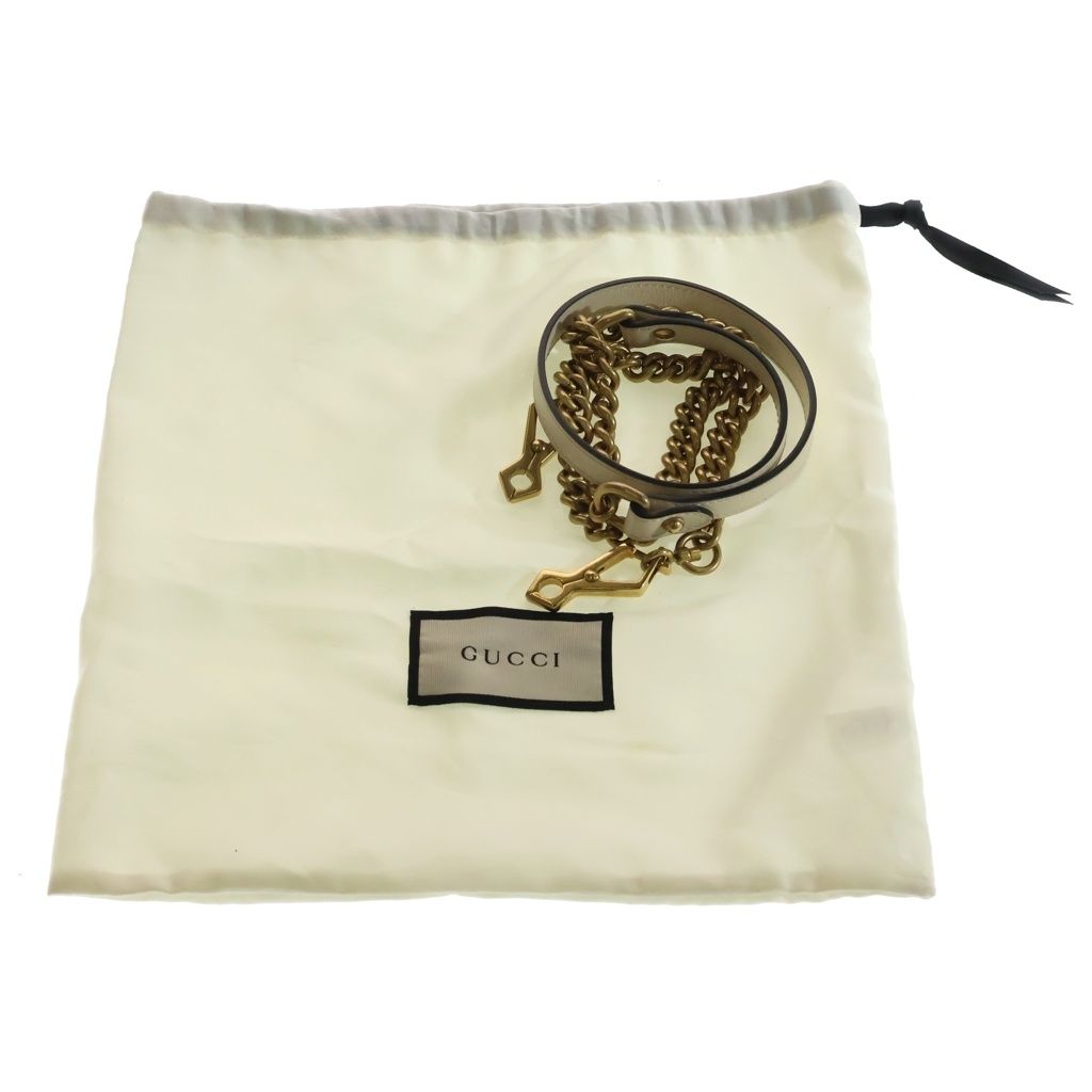 Gucci GG Marmont Mini Leather 2-Way Top Handle Chain Shoulder Bag Gold Ivory — view 8