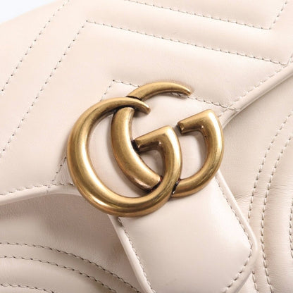 Gucci GG Marmont Mini Leather 2-Way Top Handle Chain Shoulder Bag Gold Ivory — view 6