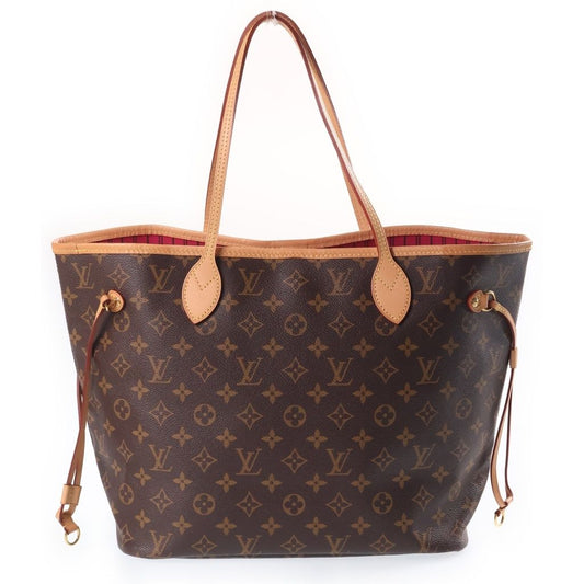 Louis Vuitton Monogram Neverfull MM Leather Tote Bag Brown