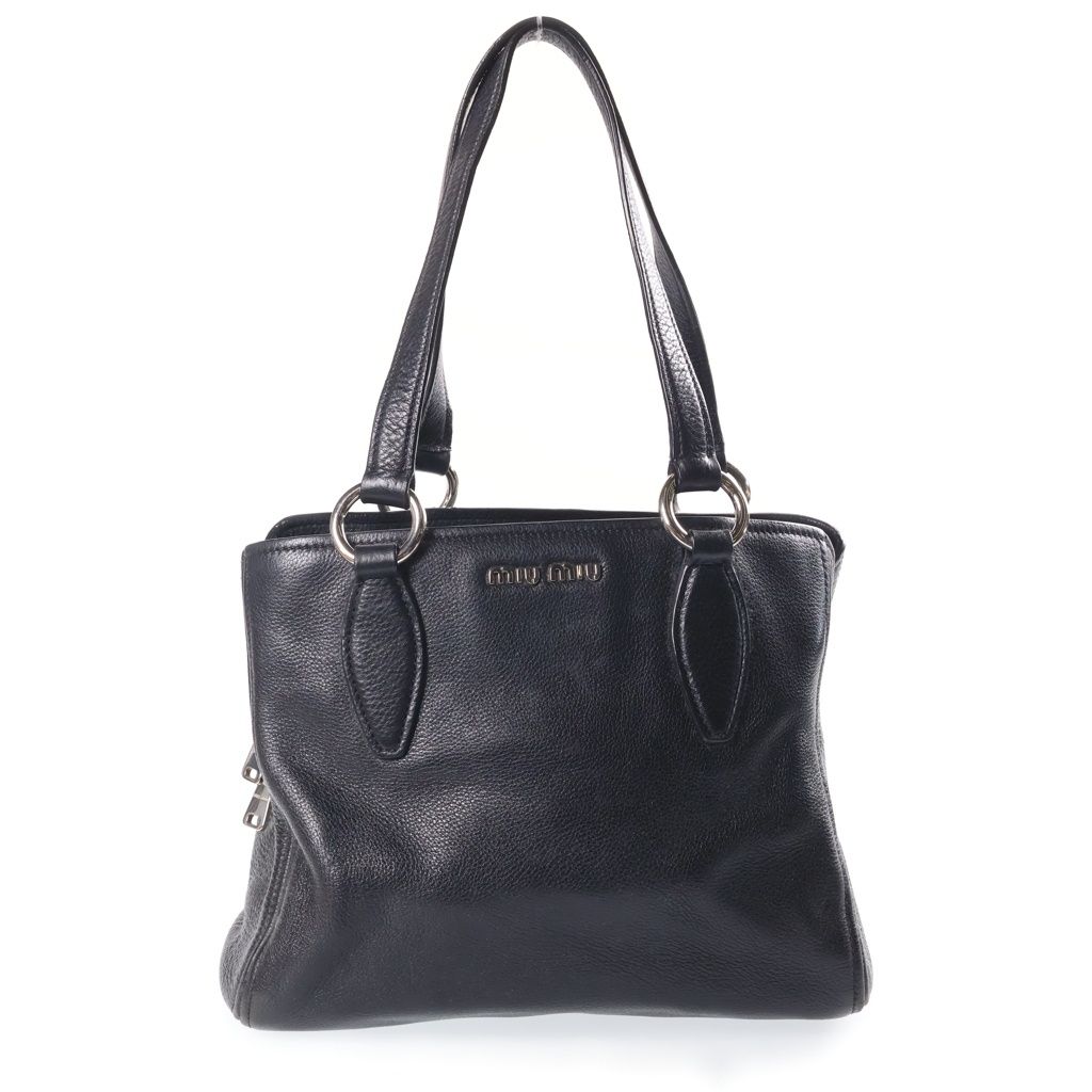 Miu Miu Vitello Phoenix Leather Handbag Silver Black
