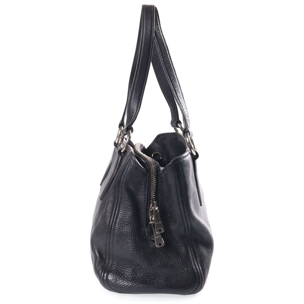 Miu Miu Vitello Phoenix Leather Handbag Silver Black — view 3