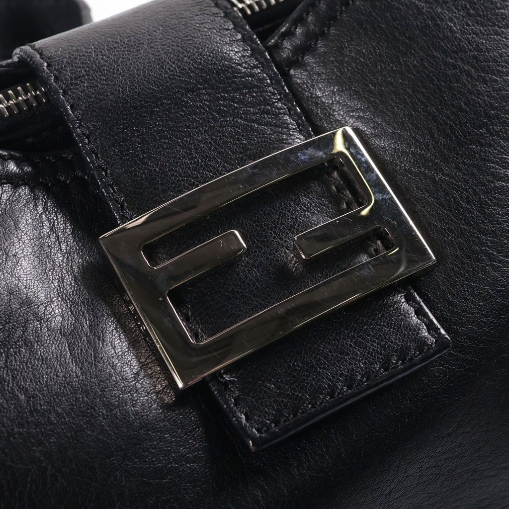Fendi Mamma Bucket Handbag Bag Black Nata Leather — view 6