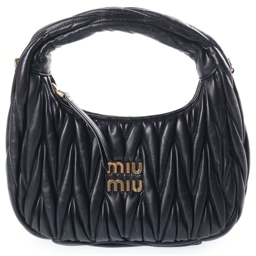Miu Miu Matelasse Wonder Hobo Black Leather