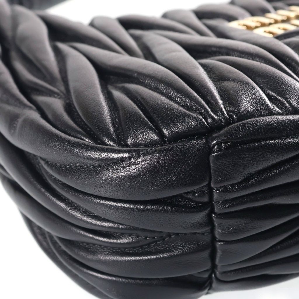 Miu Miu Matelasse Wonder Hobo Black Leather — view 5