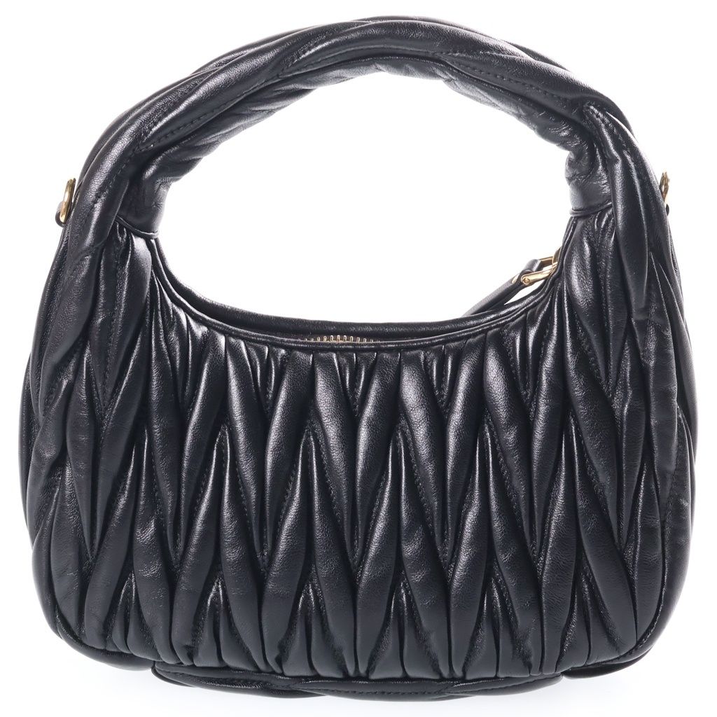 Miu Miu Matelasse Wonder Hobo Black Leather — view 2