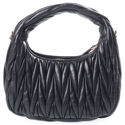 Miu Miu Matelasse Wonder Hobo Black Leather — view 2
