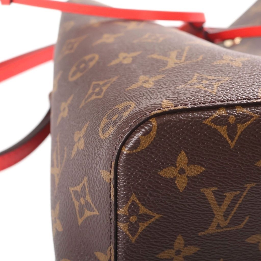 Louis Vuitton Neo Noe MM Shoulder Bag 2-Way Monogram Leather Brown Red — view 5