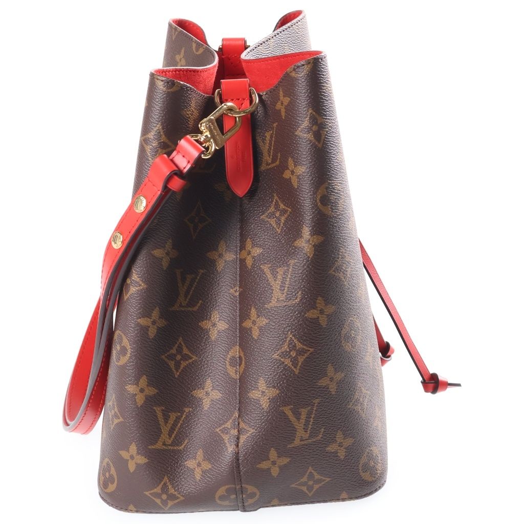Louis Vuitton Neo Noe MM Shoulder Bag 2-Way Monogram Leather Brown Red — view 3