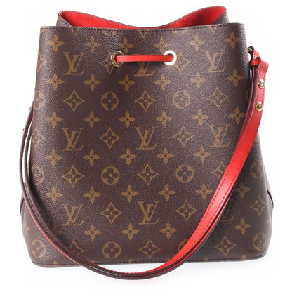 Louis Vuitton Neo Noe MM Shoulder Bag 2-Way Monogram Leather Brown Red — view 2