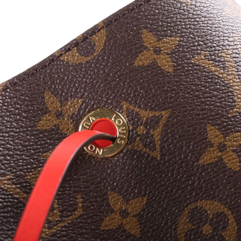 Louis Vuitton Neo Noe MM Shoulder Bag 2-Way Monogram Leather Brown Red — view 7