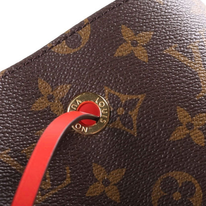 Louis Vuitton Neo Noe MM Shoulder Bag 2-Way Monogram Leather Brown Red — view 7