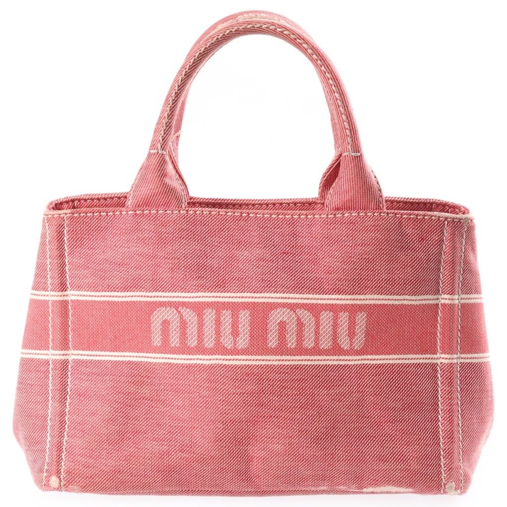 Miu Miu Jacquard Logo Denim 2-Way Bag Pink — view 2