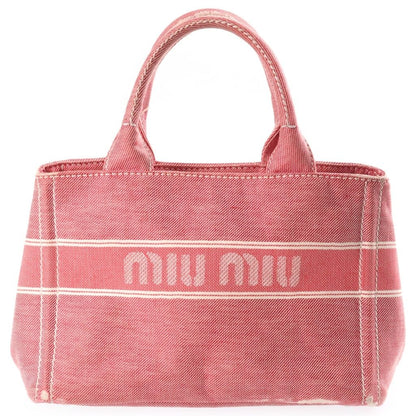 Miu Miu Jacquard Logo Denim 2-Way Bag Pink — view 2