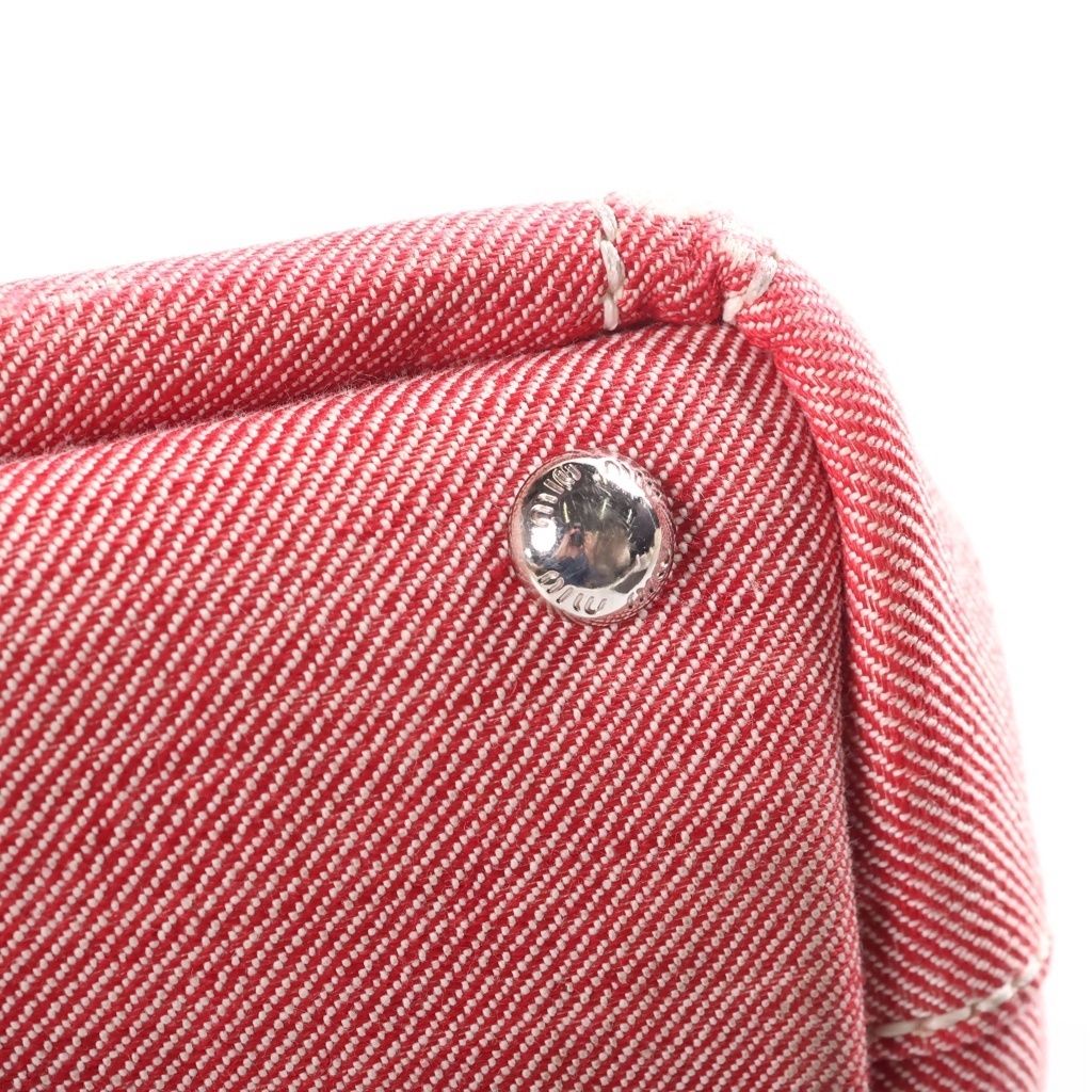 Miu Miu Jacquard Logo Denim 2-Way Bag Pink — view 6