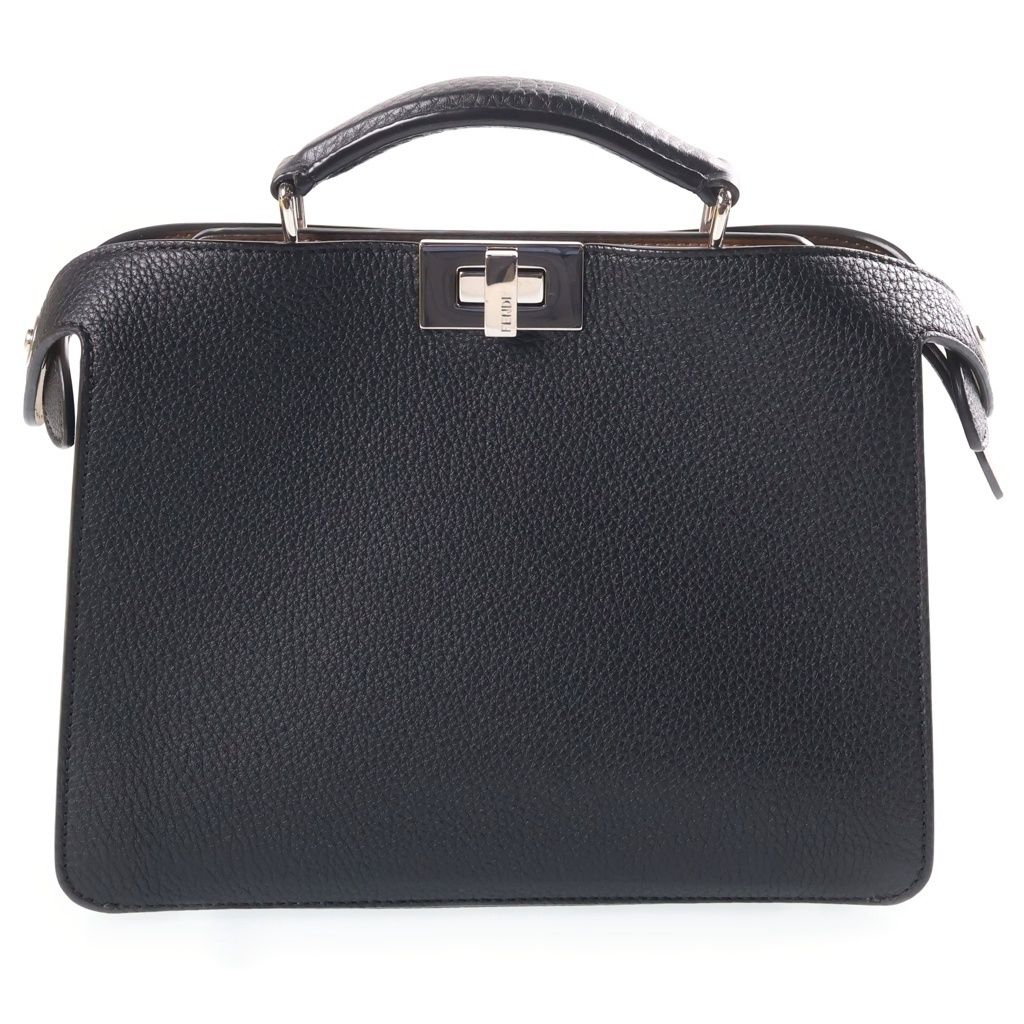 Fendi Peekaboo ISeeU Small 2-Way Shoulder Bag Black Leather