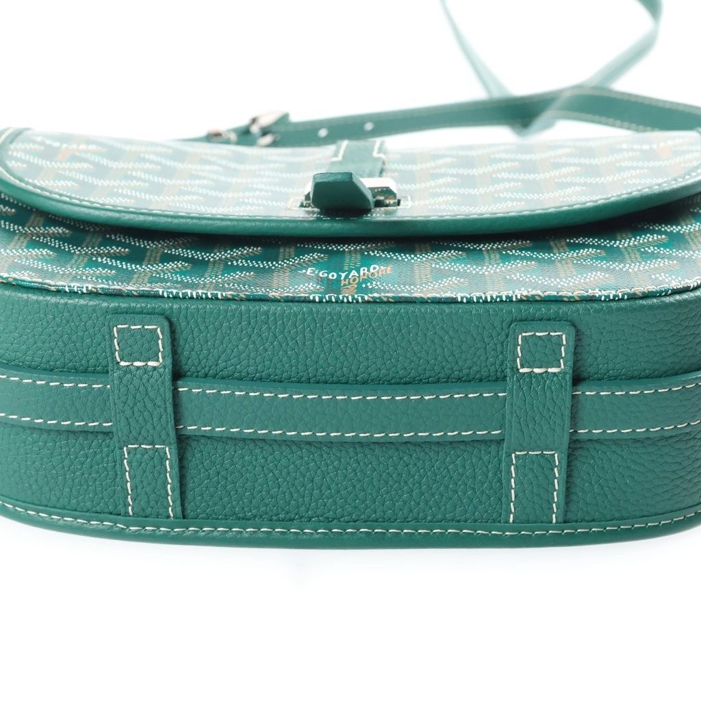 Goyard Belvedere PM Shoulder Bag Green Leather Silver — view 4