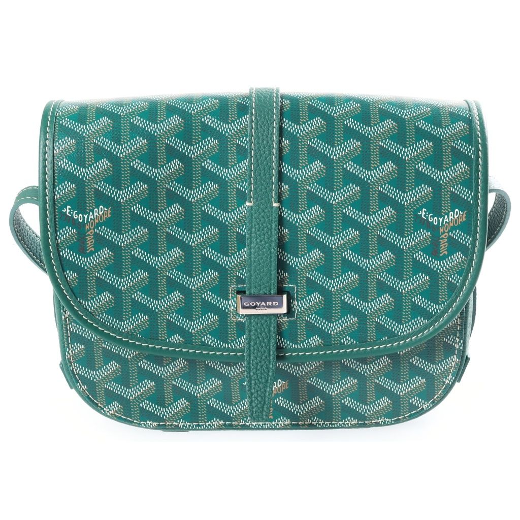 Goyard Belvedere PM Shoulder Bag Green Leather Silver