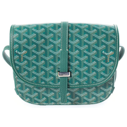 Goyard Belvedere PM Shoulder Bag Green Leather Silver