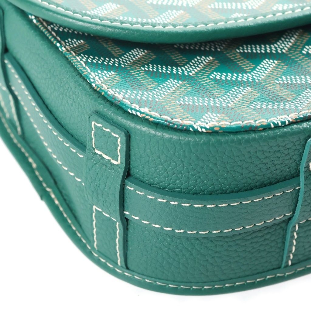 Goyard Belvedere PM Shoulder Bag Green Leather Silver — view 5