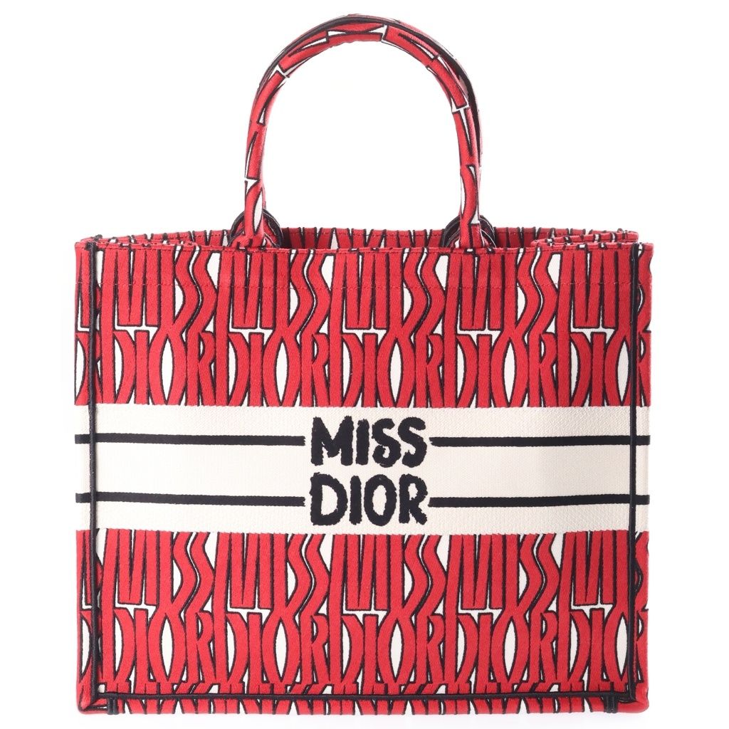 Dior Miss All Over Book Tote Handbag Red Canvas