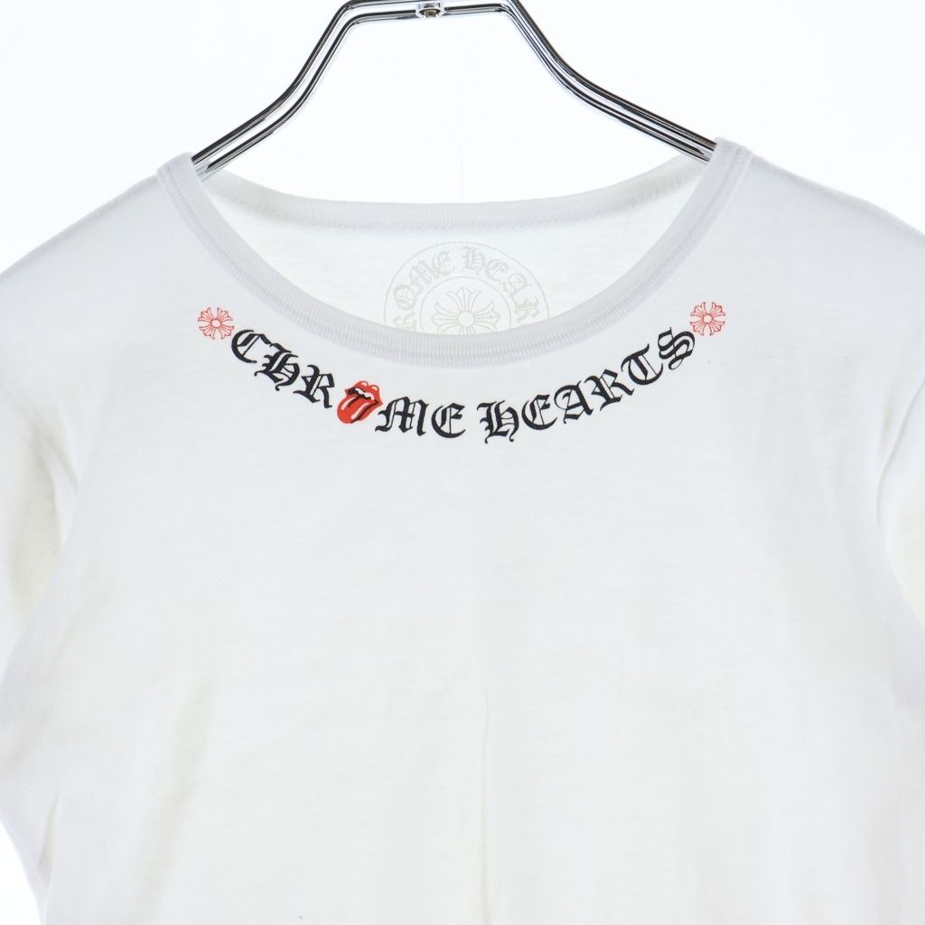 Chrome Hearts Short Sleeve Tee Lip Print Cropped Crew Neck T-Shirt White — view 3