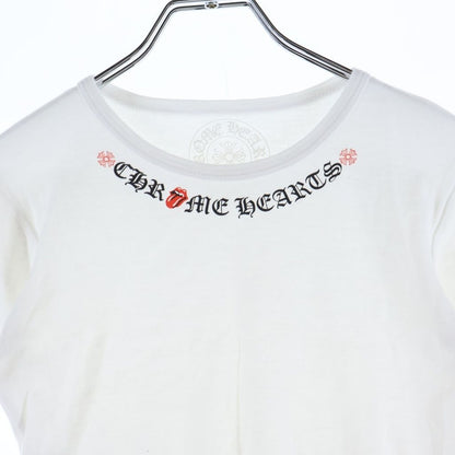 Chrome Hearts Short Sleeve Tee Lip Print Cropped Crew Neck T-Shirt White — view 3