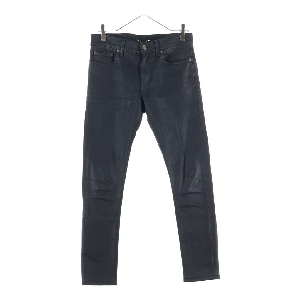 Saint Laurent Paris 15 SS Hedi Slimane Era Coated Skinny Denim Pants Black