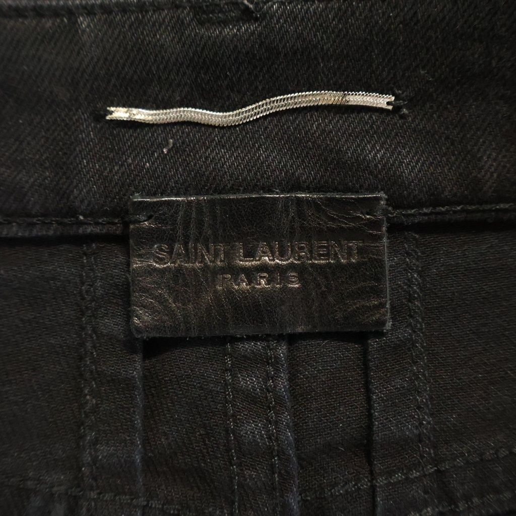 Saint Laurent Paris 15 SS Hedi Slimane Era Coated Skinny Denim Pants Black — view 6