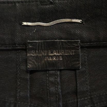 Saint Laurent Paris 15 SS Hedi Slimane Era Coated Skinny Denim Pants Black — view 6