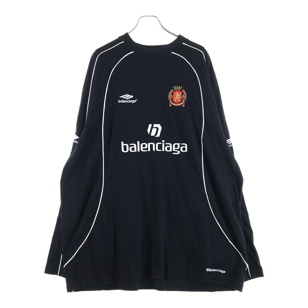 Balenciaga 24 SS Paris Soccer Football Long Sleeve T-Shirt Black