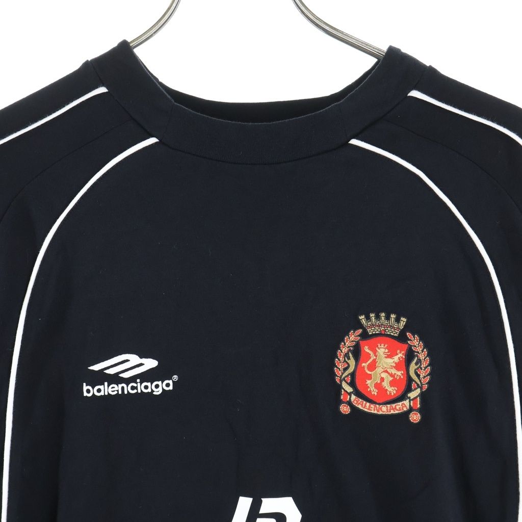 Balenciaga 24 SS Paris Soccer Football Long Sleeve T-Shirt Black — view 3