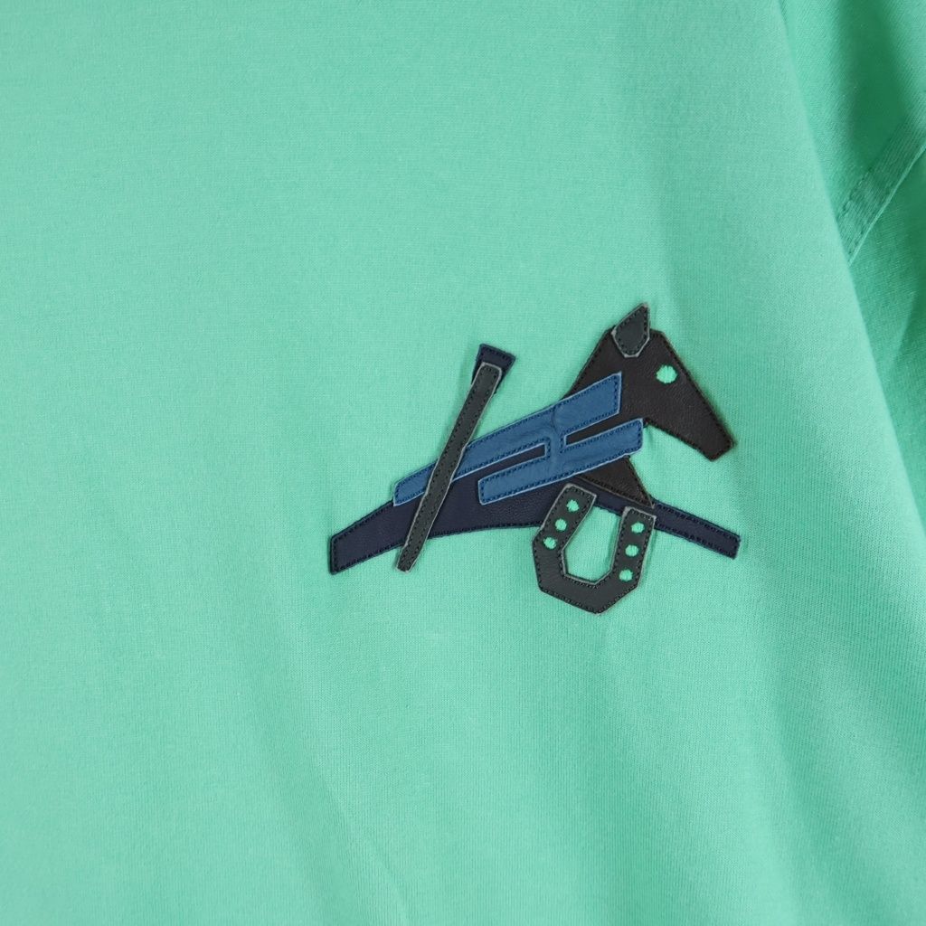 Hermes 22 SS Hose Leather Motif Patch Crew Neck Short Sleeve T-Shirt Green — view 4