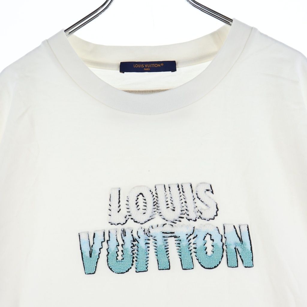 Louis Vuitton 23 AW Embroidered Beads Crew Neck Short Sleeve T-Shirt White — view 3
