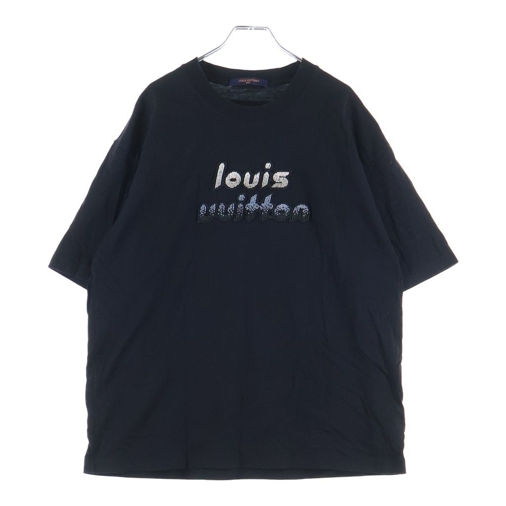 Louis Vuitton 23 AW Embroidered Beads Crew Neck Short Sleeve T-Shirt Black