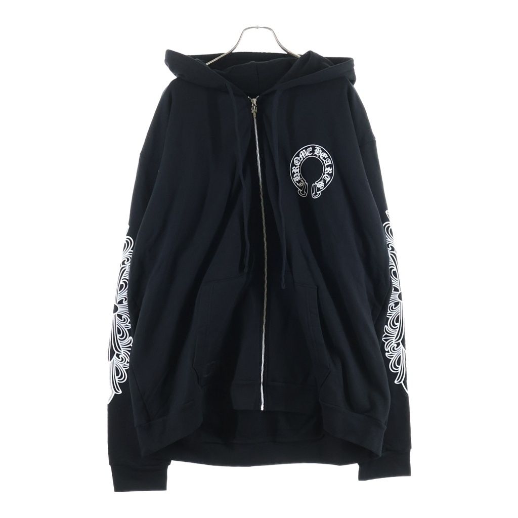Chrome Hearts Sweatshirt HD Zip Sleeves Floral Back Horseshoe Zip Up Hoodie — view 2