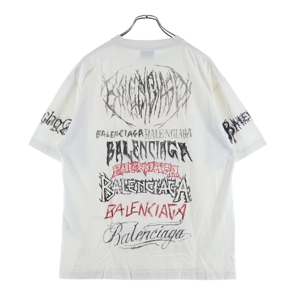 Balenciaga 24 SS Metal Logo Print Crew Neck Short Sleeve T-Shirt White — view 2