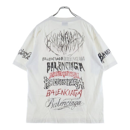 Balenciaga 24 SS Metal Logo Print Crew Neck Short Sleeve T-Shirt White — view 2