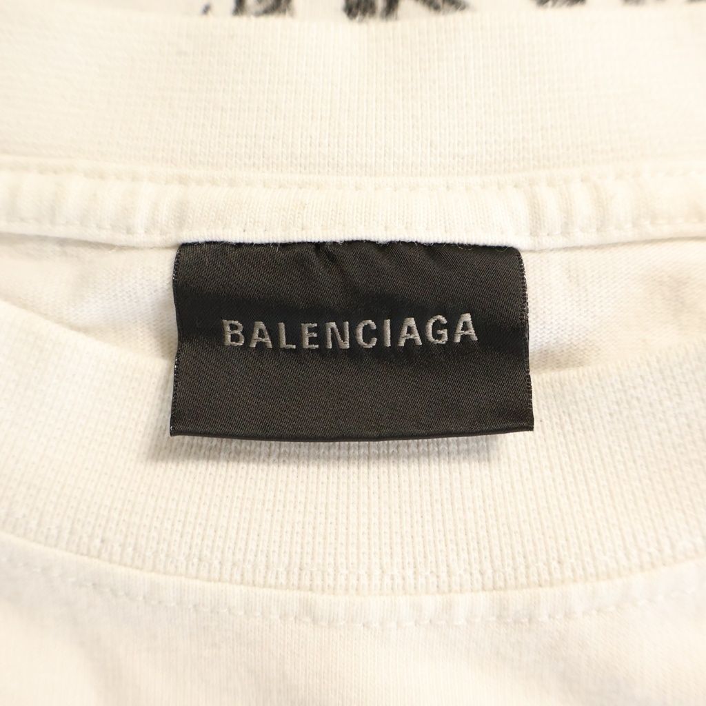 Balenciaga 24 SS Metal Logo Print Crew Neck Short Sleeve T-Shirt White — view 6