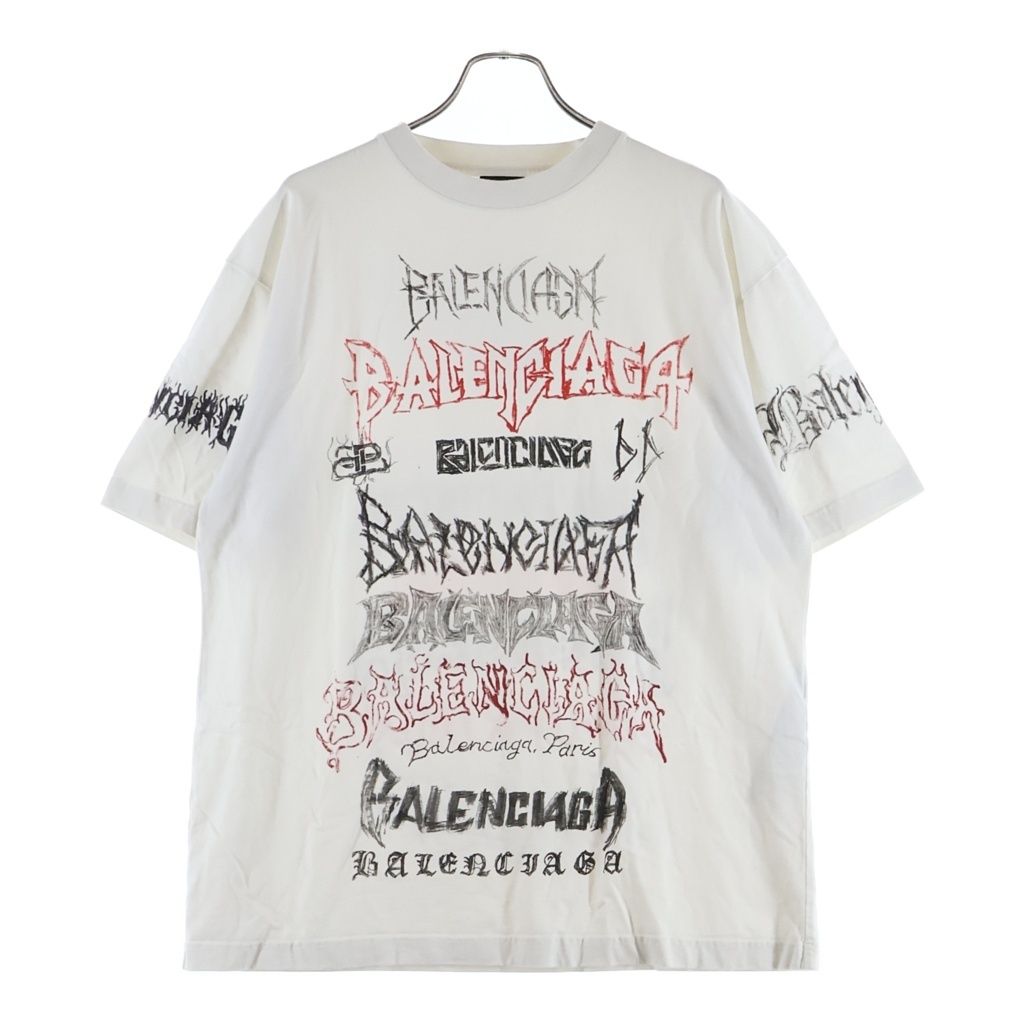 Balenciaga 24 SS Metal Logo Print Crew Neck Short Sleeve T-Shirt White