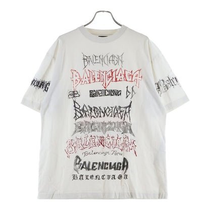 Balenciaga 24 SS Metal Logo Print Crew Neck Short Sleeve T-Shirt White