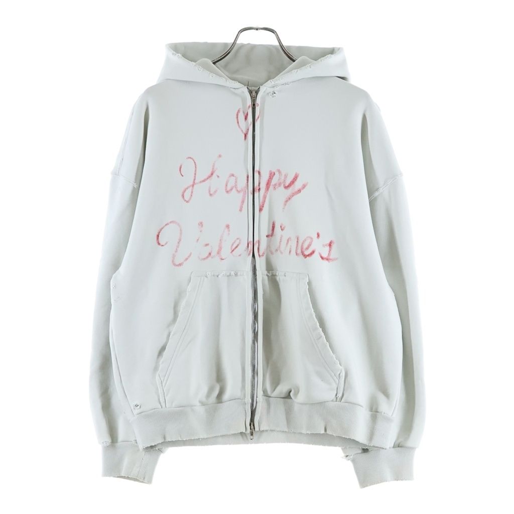 Balenciaga 25 SS Collection Happy Valentine's Zip Up Hoodie White