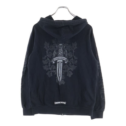 Chrome Hearts Sweatshirt HD Zip Back Vintage Dagger Print Zip Up Hoodie Black