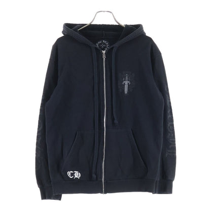 Chrome Hearts Sweatshirt HD Zip Back Vintage Dagger Print Zip Up Hoodie Black — view 2