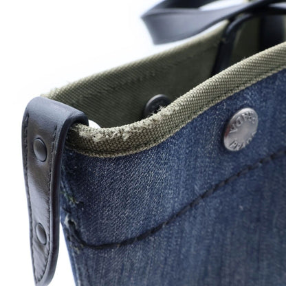 Prada Bucket Shape Tote Bag Indigo Blue Black Denim Leather — view 7