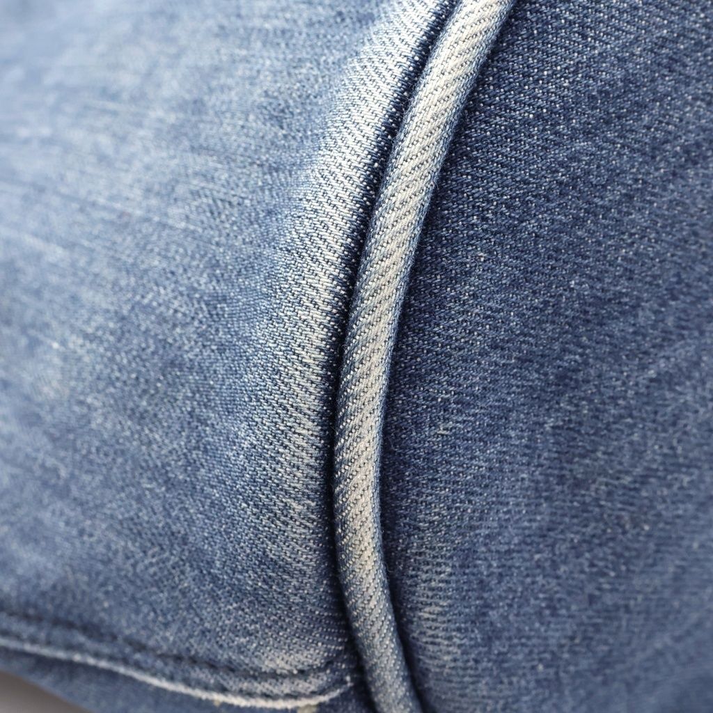 Prada Bucket Shape Tote Bag Indigo Blue Black Denim Leather — view 6