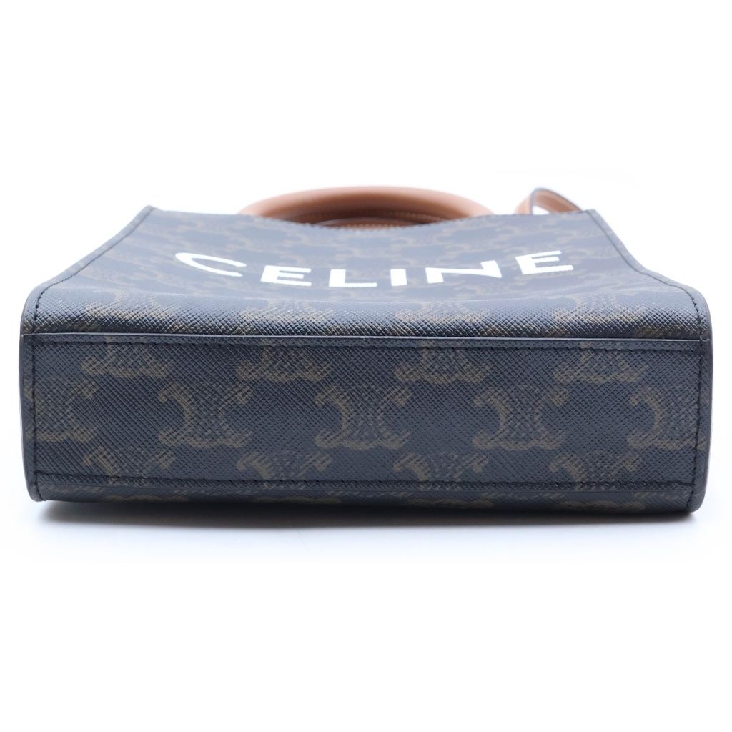 Celine Triomphe Vertical Cabas Mini 2-Way Shoulder Bag Brown Leather Gold — view 4