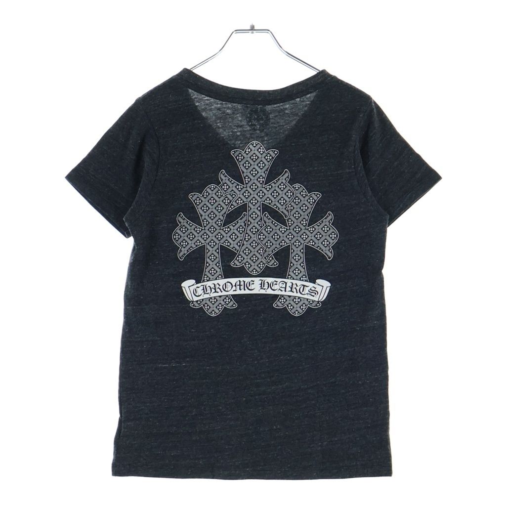 Chrome Hearts Vintage Back Cemetery Cross Tee V-neck Short Sleeve T-Shirt Black