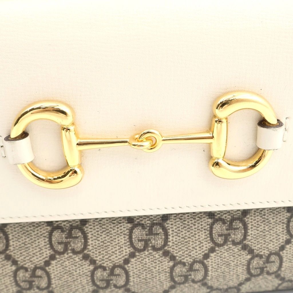 Gucci Horsebit 1955 Shoulder Bag Small GG Canvas Leather White Beige — view 7
