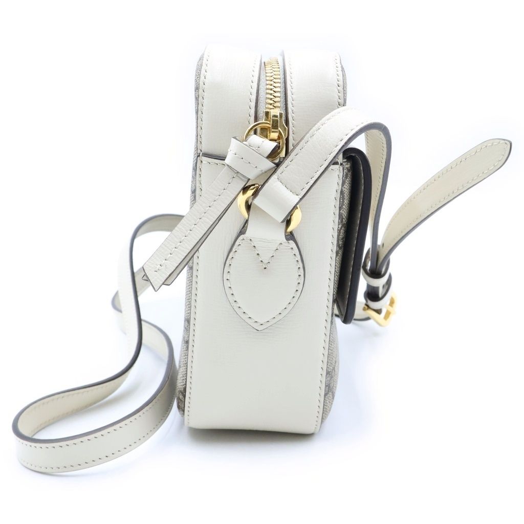 Gucci Horsebit 1955 Shoulder Bag Small GG Canvas Leather White Beige — view 3