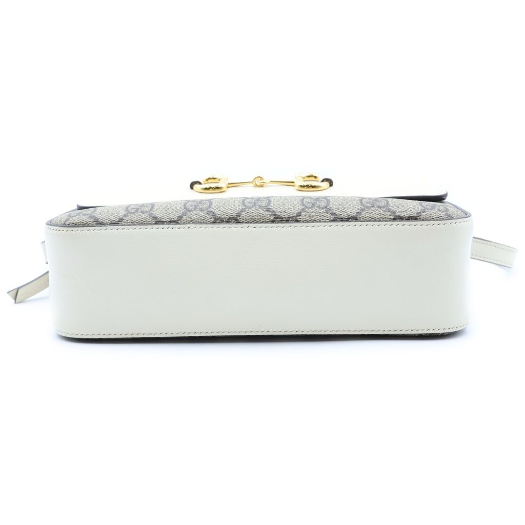 Gucci Horsebit 1955 Shoulder Bag Small GG Canvas Leather White Beige — view 4